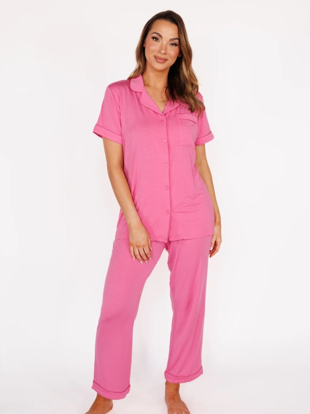 In My Sundays Rose Quartz Short Sleeve & Cropped Pant Pajama Set